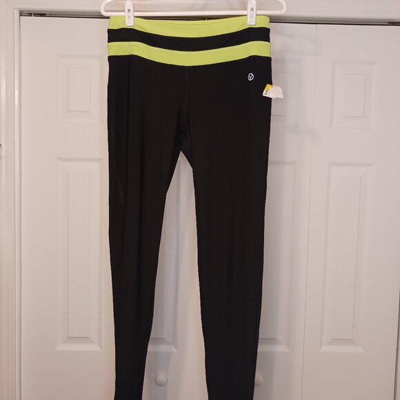 #349 3/$18 - Vogo Athletica Black/Yellow Leggings Size Medium - Picture 1 of 5